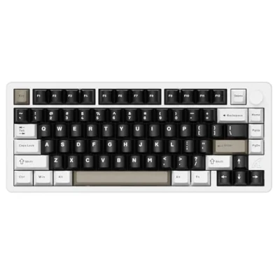 Abbildung von ATTACK SHARK X86 Kabellose Mechanische Tastatur, 75% Gaming Vollaluminium CNC, RGB Dichtung, Hot Swap Tastatur mit Knopf, BT/2,4G/USB C,Kabelgebundene Cremige für Mac/Win Milchweiß