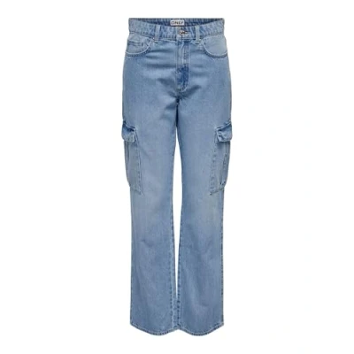Abbildung von ONLY Onlriley Cargo Jeans Straight Leg, Damen, Größe: 31x34, Light blue denim
