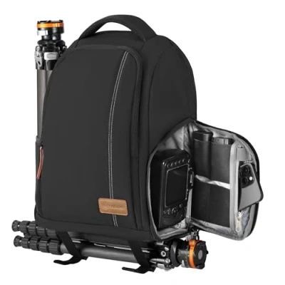 Abbildung von TARION Kamerarucksack Spiegelreflex Fotorucksack Wasserdicht Leicht und Kompakt Klein DSLR Rucksack mit 15“ Laptopfach Regenhaube(Schwarz)