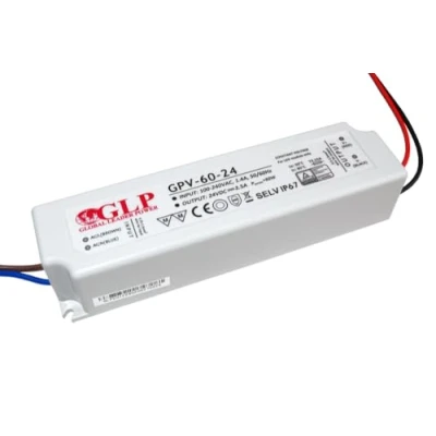 Abbildung von GLP Professioneller LED Trafo 24V DC 2,5A 60W, Wasserfest IP67, Konstantspannung TÜV, MM, SELV, CE, Schutzarten: Kurzschlussschutz, Überspannungsschutz, Überlastschutz