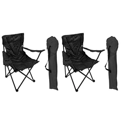 Abbildung von 2&#039;er Set Anglersessel Campingstuhl Faltstuhl Anglerstuhl Regiestuhl Schwarz mit Getränkehalter und Tasche