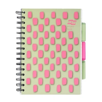 Abbildung von Exacompta Europa Splash EU1509Z Projektbuch mit 3 Kunststoff Trennblättern, heller PP Einband, 200 linierte Seiten, A5 mikroperforierten pink/grüner Einband