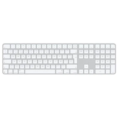 Abbildung von Apple Magic Keyboard mit Touch ID und Ziffernblock für Mac Modelle Chip Spanisch Weiße Tasten ​​​​​​​
