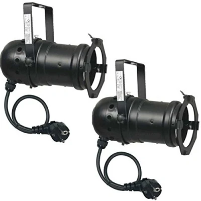 Abbildung von Varytec 1247 2 x PAR 30 Spot Light Scheinwerfer SCHWARZ black mit E 27 Fassung &amp; Kabel Schuko Stecker