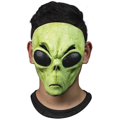 Abbildung von Metamorph Verkleidungsmaske Grüner Alien Halbmaske Fasching Halloween Kostüm, Dieser Außerirdische kommt offensichtlich nicht in Frieden!