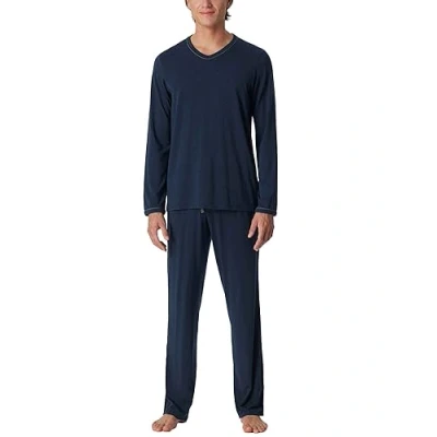 Abbildung von Schiesser Herren Schlafanzug lang Pyjamaset, dunkelblau, 48