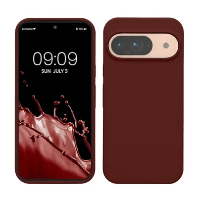 Abbildung von kwmobile Hülle kompatibel mit Google Pixel 9 / Pro Silikon Handy Case Handyhülle weiche Oberfläche kabelloses Laden Tawny Red
