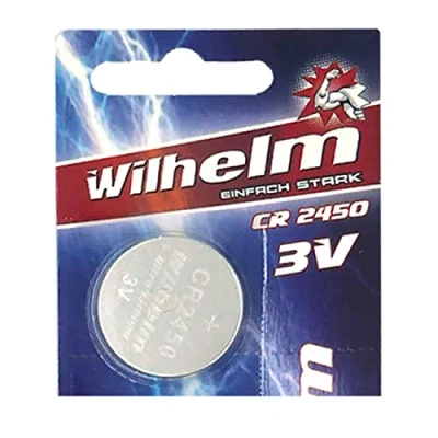 Abbildung von 1 x CR2450 WILHELM Lithium Knopfzelle 3V 600mAh ø24,5x5,0mm Batterie DL 2450