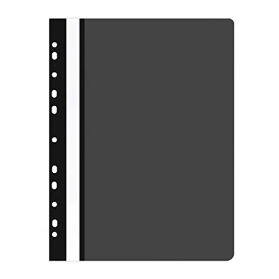Abbildung von OFFICE PRODUCTS 21104121 05 Plastik Schnellhefter Gelocht, A4 Schwarz, Sichthefter Kunststoff aus PP Folie 100/170 μm, mit transparentem Deckel, für Büro und Schule, Fassungsvermögen 250 Blatt