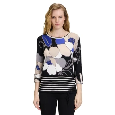 Abbildung von Betty Barclay MIT Blumenprint Strickpullover, Damen, Größe: 42, Schwarz blau