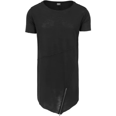 Abbildung von Urban Classics LONG OPEN EDGE Front ZIP TEE Tshirt print, Herren, Größe: Large, Black