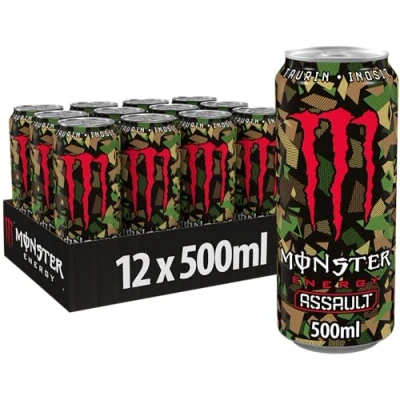 Abbildung von Monster Energy Assault erfrischender Drink mit 160 mg Koffein in praktischen Einweg Dosen (12 x 500 ml)