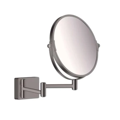 Abbildung von hansgrohe Kosmetikspiegel AddStoris, Rasierspiegel schwenkbar, Makeup Spiegel, Brushed Black Chrome