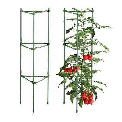 Abbildung von Relaxdays Rankhilfe, 2er Set, HBT: 92 x 28 25 cm, Stahl &amp; Kunststoff, verstellbar, Rankturm Tomaten, Tomatenturm, grün