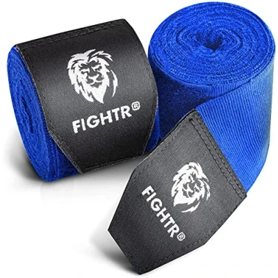 Abbildung von FIGHTR® Premium Boxbandagen für max. Stabilität und Sicherheit 4m halb elastische Bandage mit Daumenschlaufe Boxen, MMA, Muay Thai Box Hand Sport Set aus 2