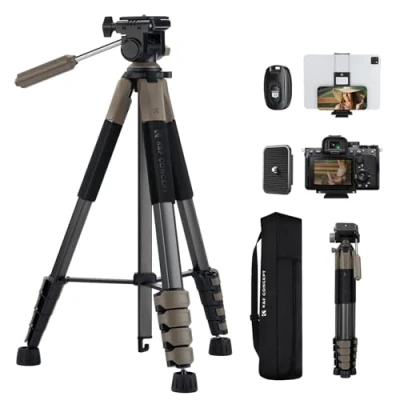 Abbildung von K&amp;F Concept Kamerastativ S255A3+BV01,Leichtes Stativ mit Tasche,190cm Handystativ,Tripod für Canon Nikon Sony Kamera/DSLR/Camcorder, Smartphone,Reisestativ Handy Tablet Halterung(Grau)