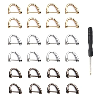 Abbildung von Pamtns 24 Stück D Ring mit Schraube Rucksackschnalle Schlüsselbund Zubehö Taschenzubehör Schlüsselhalter Schlaufe Abnehmbare Ringe Schließendem Schraubschäkel für Schnallen
