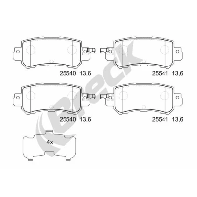 Abbildung von BRECK 25540 00 702 Bremsbelagsatz inkl. Verschleißwarnkontakt, mit akustischer Verschleißwarnung Zubehör MAZDA: CX 5 I, 3