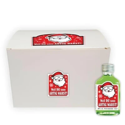 Abbildung von 24er Box Pfefferminzlikör Display Weil du so artig warst Pfeffi zu Weihnachten 24 St kleine Schnäpse Spirituosen 2 cl 20% vol. alk. Geschenke für Männer