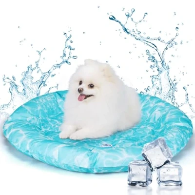 Abbildung von Nobleza kühlmatte Hunde Katzen, Kühldecke für Hund, Kühlende Decke Bett Haustier, Hundekühlmatte Selbstkühlend, Kühlkissen Sommer, Kühlbett mit Ungiftigem Gel, Orbicular, S, 62CM