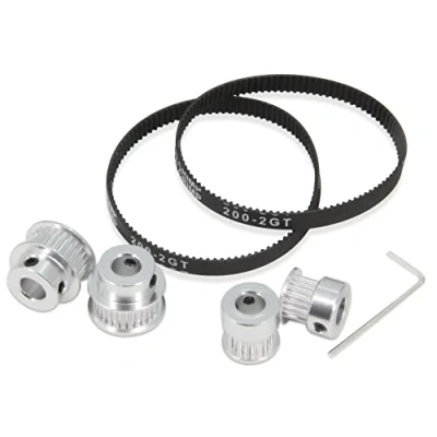 Abbildung von Zeberoxyz 2 Stück Set GT2 Synchronrad 20&amp;30 Zähne 8mm Bohrung Aluminium Zahnriemenscheibe mit Länge 200mm Breite 6mm Riemen (20 30T 8B 6)