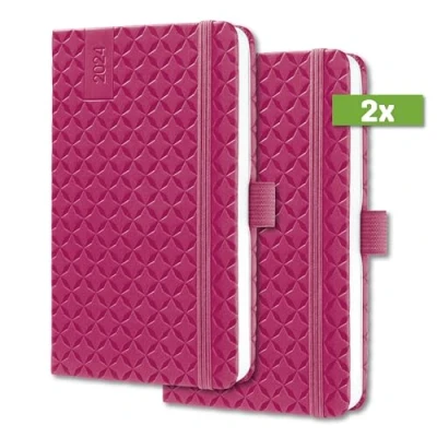 Abbildung von SIGEL J4104/2 Wochenkalender Jolie 2024, ca. A6, pink, Hardcover, Gummiband, Stiftschlaufe, Einstecktasche, 174 Seiten, aus nachhaltigem Papier, Terminplaner, 2 Stück