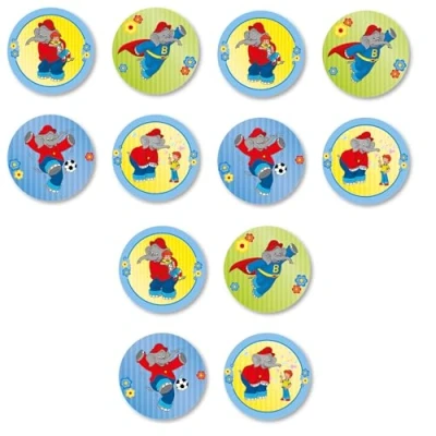 Abbildung von 12 Muffinaufleger * BENJAMIN BLÜMCHEN aus Esspapier als Kuchen und Tortendeko Ø4cm, Deko für Kindergeburtstag Kinderparty Elefant Zoo Tröröööö Muffins