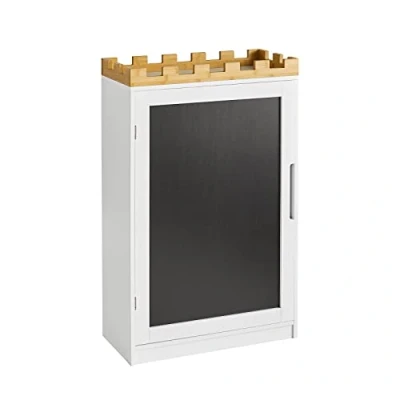 Abbildung von SoBuy KMB43 W Kinder Kommode Kinderregal mit Tafel Bücherregal Spielzeugregal Aufbewahrungsschrank für Kinderschrank Kinderzimmer Möbel im Schlossdesign BHT ca.: 63x100x30cm