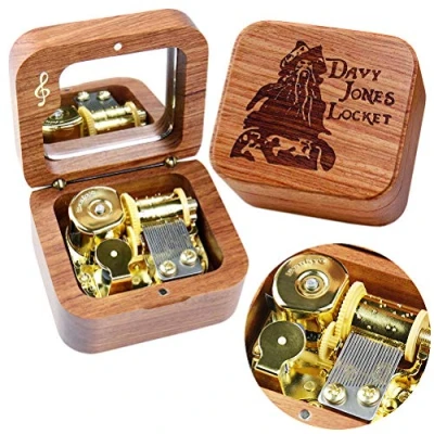 Abbildung von Sinzyo Davy Jones Vintage Holz mechanische Spieluhr Geburtstag Geschenk Weihnachten Valentinstag (Palisanderholz Musical Note)