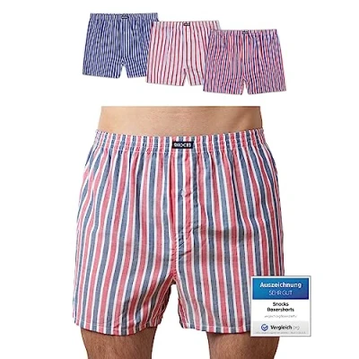 Abbildung von Snocks American 3 PACK Boxershorts, Herren, Größe: Large, Stripe