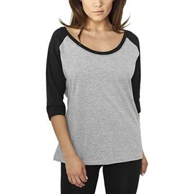 Abbildung von Urban Classics Ladies 3/4 Contrast Raglan TEE Tshirt print, Damen, Größe: XS, Grey/black