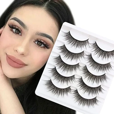 Abbildung von 3D Falsche Wimpern Natürlich Look Künstliche 5 Paar Wispy Fake Lashes Nerzwimpern Naturwimpern Kurze Weich Streifenwimpern Wiederverwendbar False Eyelashes von Glowing win