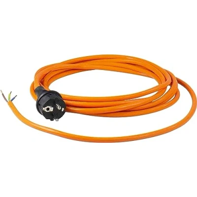 Abbildung von as Schwabe PUR Baustellen Anschlussleitung 10 m Robuste Leitung 230 V, 16 A mit Polyurethan Außenmantel H07BQ F 3G1,5 Schutzkontaktstecker, Ende 30 mm abgemantelt, Orange IP44 71914