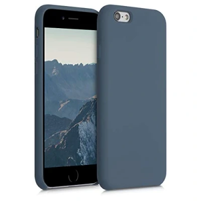 Abbildung von kwmobile Hülle kompatibel mit Apple iPhone 6 / 6S Silikon Handy Case Handyhülle weiche Oberfläche kabelloses Laden Dunkler Schiefer