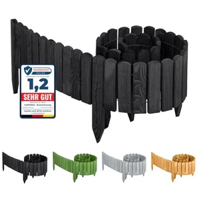 Abbildung von Garronda Rasenkante Beeteinfassung Holz Rollzaun Flexibler Rollborder Länge: 2m GD 0046