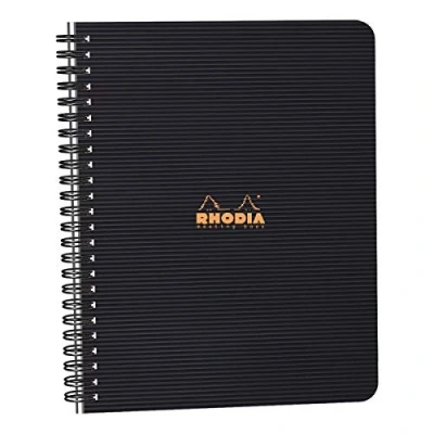 Abbildung von Rhodia 119941C Meetingbook Notizbuch (mit Doppelspiralbindung, 5 Register, bedruckt, liniert, repositionierbar, DIN A5, 14,8 x 21 cm, 90 g, 80 Blatt) 1 Stück schwarz