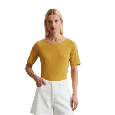 Abbildung von Marc O&#039;Polo Short SLEEVE, BOAT NECK Tshirt basic, Damen, Größe: Medium, Golden yellow