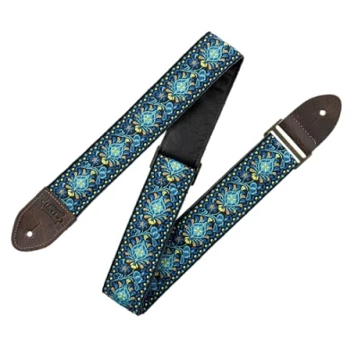 Abbildung von Levy&#039;s Leathers Vintage Hootenanny Series Gitarrengurt Jacquardgewebe Breite 5 cm Farbe Blau (M8HTV 04)