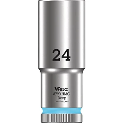 Abbildung von Wera 05004563001 8790 HMC Deep Steckschlüsseleinsatz 1/2&quot;, Cyan, 24.0 mm