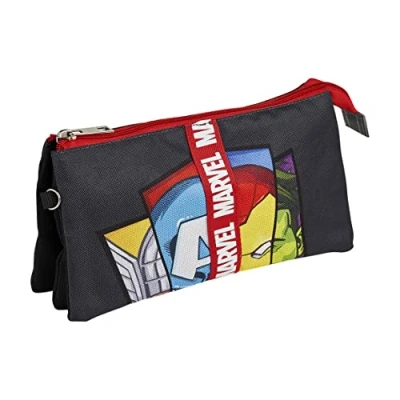 Abbildung von CERDÁ LIFE&#039;S LITTLE MOMENTS Estuche Escolar 3 Compartimentos Niño de Avengers Podrá Llevar Todo EL Material Necesario para Primaria Licencia Oficial Marvel, Negro, 2100003841