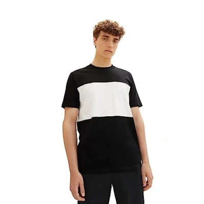 Abbildung von TOM TAILOR Denim Herren 1037672 Basic T Shirt mit Cutline Style, 29999 Black, L
