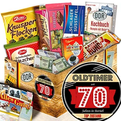Abbildung von Oldtimer 70 DDR Korb Schokolade Geschenke zum Geburtstag