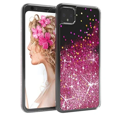 Abbildung von EAZY CASE Hülle kompatibel mit Google Pixel 4 XL Schutzhülle Flüssig Glitzer, Handyhülle, Schutzhülle, Back Cover Glitter Flüssigkeit, TPU/Silikon, Transparent/Durchsichtig, Pink