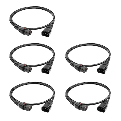Abbildung von C13 IEC Lock nach C14 Netzkabel 2 Meter, Buchse Stecker Anschluss, 10A 250V Kaltgerätekabel verlängerung Lock, Multi Pack 5 Stück AK5328
