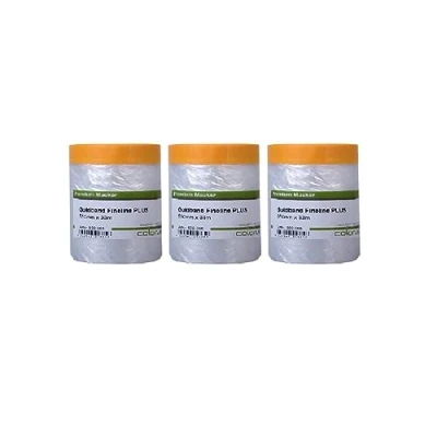 Abbildung von Colorus 3 x Goldband Abdeckfolie mit Klebeband 110cm 33m (99m) Malerband Abklebeband Folie, Innen u. Außen Folie zum Fenster abkleben