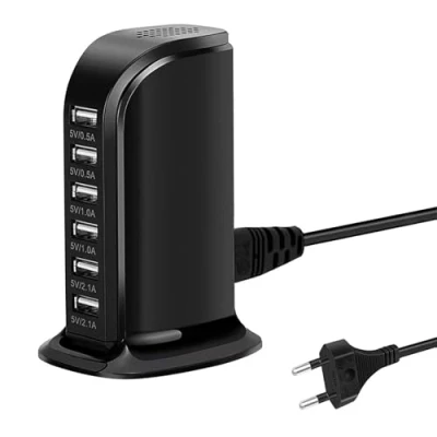 Abbildung von Mehrfach USB Ladegerät, 30W Ladestation, 6 Port Multi Ladestation Mehrere, Netzteil, Hub, Steckdosenladegerät für iPhone 12/13/14/Samsung S22 Ultra/Z Flod/Z Flip/Tablet.