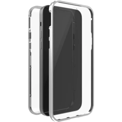 Abbildung von Black Rock Hülle 360 Grad Glass Case Passend für Apple iPhone 13 I Magnet Verschluss, Durchsichtig, Cover (Transparent mit silbernem Rahmen)