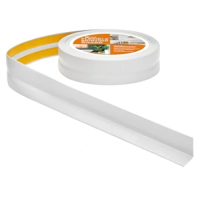 Abbildung von Quest Weichsockelleiste Selbstklebend 30 mm x Knickleiste, Abschlussleiste für Küche, Badezimmer Dichtungsband PVC, Flexibel, Wasserdicht, Dekorativ 25 Meter, Hellgrau