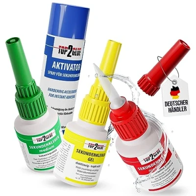 Abbildung von Premium Sekundenkleber extra stark mit Aktivator Spray 200ml 150g Superkleber wasserfest &amp; hitzebeständig Spezialverschluss Montagekleber Set für Kunststoff, Holz, Metall, Keramik