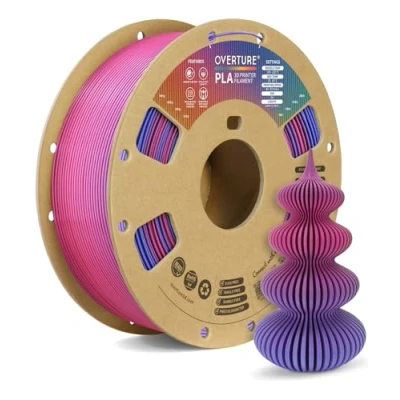 Abbildung von OVERTURE PLA Filament 1,75 mm, 1 kg Spule (2,2 lbs), Maßgenauigkeit +/ 0,03 für 3D Drucker (Aurora Berry)